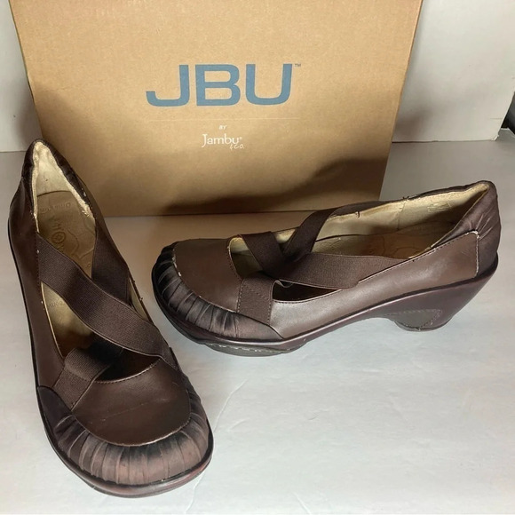 Jambu JBU J41 Wedge Heel Shoes Brown Criss-Cross Vegan Women’s Size US9.5 US9.5M - Picture 6 of 6